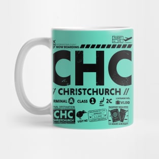 Vintage Christchurch CHC Airport Code Travel Day Retro Travel Tag New Zealand B Mug